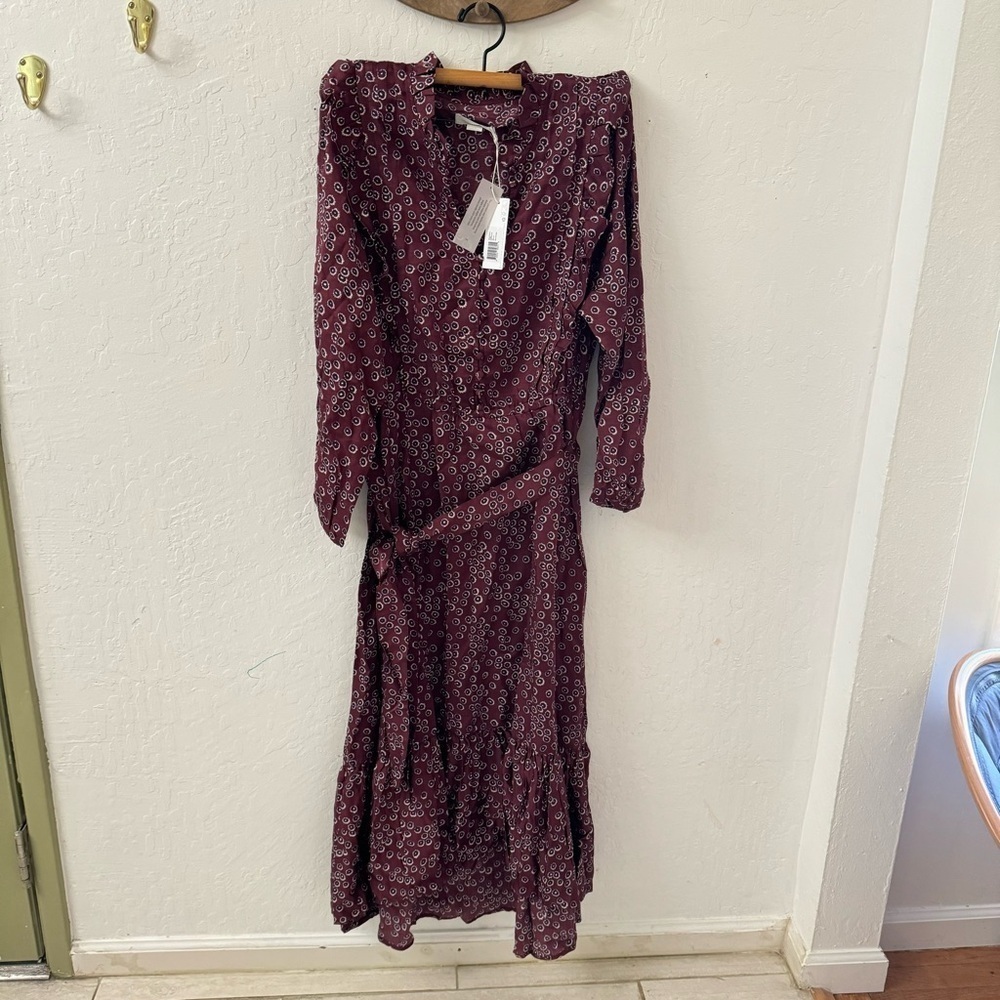 Outerknown Stardust midi dress plum laurel Cotton Silk L - Picture 10 of 10